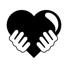 Obraz premium hands with red huge heart love linear style icon