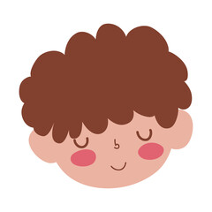 face cute boy curly hair cartoon isolated icon design white background