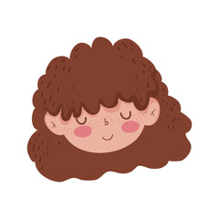 cute face little girl close eyes character isolated icon design white background