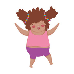 little cute girl pony tails hair cartoon isolated icon design white background