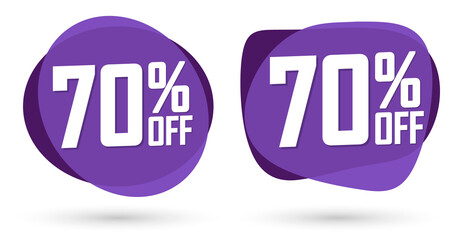 Set Sale 70% off tags, bubble banners design template, app icons, vector illustration