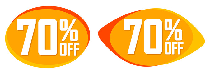 Set Sale 70% off tags, bubble banners design template, app icons, vector illustration