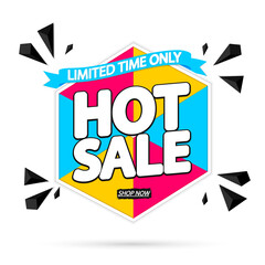 Hot Sale, promotion banner design template, discount tag, vector illustration