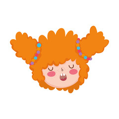 cute face girl character isolated icon design white background