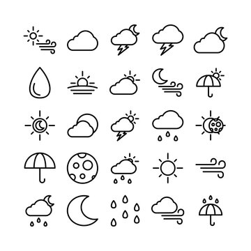 Weather icon set vector line for website, mobile app, presentation, social media. Suitable for user interface and user experience.