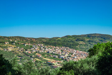 Archanes village, Crete, Greece. View from Fourni forest mountain.