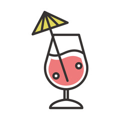 cocktail icon glass cup with umbrella drink liquor refreshing alcohol line and fill design