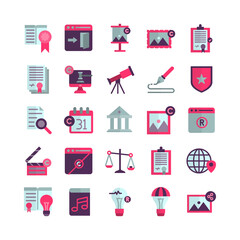 Copyright icon set vector flat for website, mobile app, presentation, social media. Suitable for user interface and user experience.