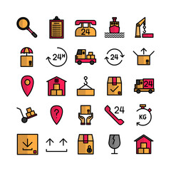 Logistic icon set vector flat line for website, mobile app, presentation, social media. Suitable for user interface and user experience.