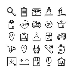 Logistic icon set vector line for website, mobile app, presentation, social media. Suitable for user interface and user experience.