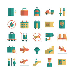 Airport icon set vector flat for website, mobile app, presentation, social media. Suitable for user interface and user experience.