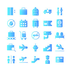 Airport icon set vector gradient for website, mobile app, presentation, social media. Suitable for user interface and user experience