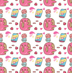 cute donut seamless pattern vector illustration