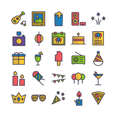 Party icon set vector flat line for website, mobile app, presentation, social media. Suitable for user interface and user experience.
