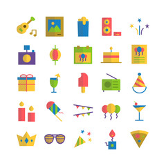 Party icon set vector flat for website, mobile app, presentation, social media. Suitable for user interface and user experience.