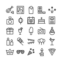 Party icon set vector line for website, mobile app, presentation, social media. Suitable for user interface and user experience.