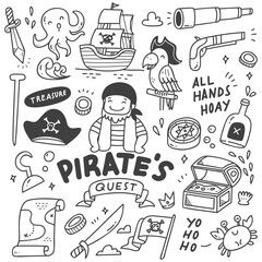 Set of Cute Pirates Doodle 