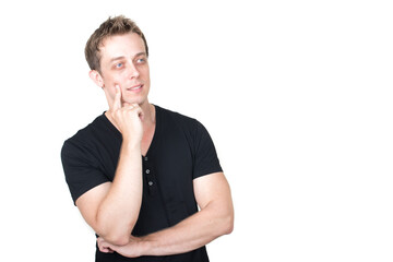 Portrait of happy handsome man against white background