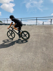 Cycling in a velodrome (sequence shot)