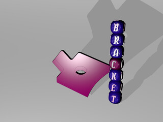 3D illustration of bracket graphics and text around the icon made by metallic dice letters for the related meanings of the concept and presentations. background and braces