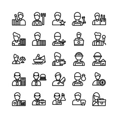 Profession icon set vector line for website, mobile app, presentation, social media. Suitable for user interface and user experience.