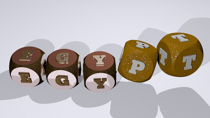 egypt combined by dice letters and color crossing for the related meanings of the concept. ancient and egyptian