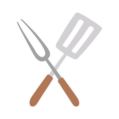 crossed fork and spatula kitchen utensil steel isolated icon design white background