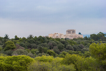Fototapeta na wymiar The Acropolis from Filopappou Hill