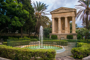 Fototapeta na wymiar Lower Barrakka Gardens in Malta, Small park with gardens and sea views in Malta