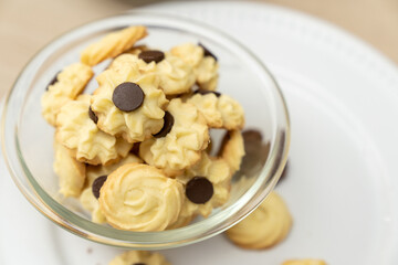 Homemade assorted chocolate bite size butter cookies