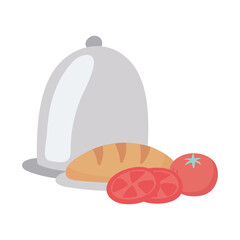 food fresh bread tomatoes and platter isolated icon design white background