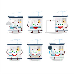 Cartoon character of business presentation with various chef emoticons