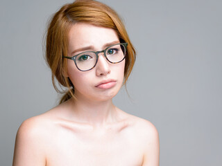 Portrait of young beautiful Asian woman shirtless