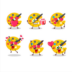 Color palette cartoon character with love cute emoticon