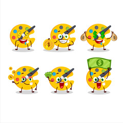 Color palette cartoon character with cute emoticon bring money