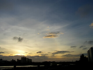 The sky to look up at at dusk was beautiful gradation