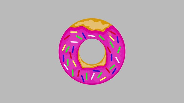 Pink donut with sprinkles rotating 360 degrees
