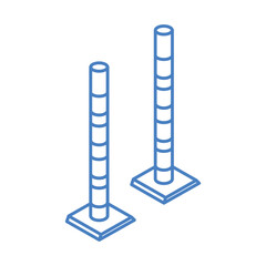 isometric repair construction road pole barrier work tool and equipment linear style icon design