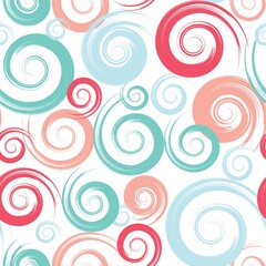 Cute seamless pattern on a white background. Multi-colored circles, blots.
