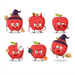 Halloween expression emoticons with cartoon character of apple