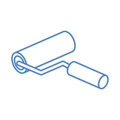 isometric repair construction color paint roller work tool and equipment linear style icon design