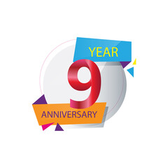 9 Year Anniversary celebration Vector Template Design Illustration