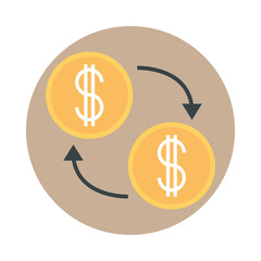 exchange money dollar financial business block and flat style icon