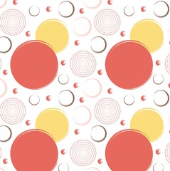 Cute seamless pattern on a white background. Multi-colored circles, blots.