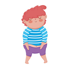 happy little boy stripes shirt cartoon isolated icon design white background