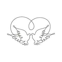 Birds silhouette with heart