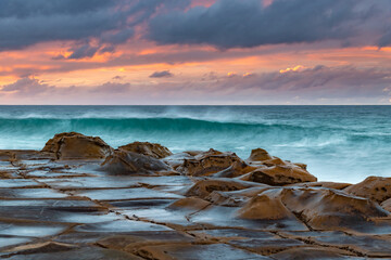Obraz premium Before the Rain Coastal Sunrise Seascape