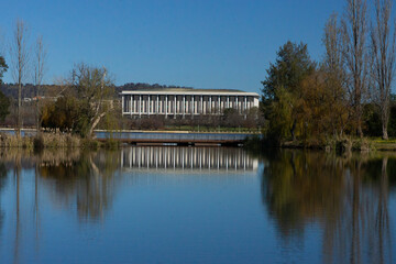 National Library of Australia Reflected Off Lake Burley Griffith