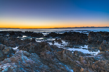Winter's Sunrise at Surf Beach with Craggy Rocks