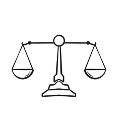 hand drawn Justice scales line icon. Judgement scale sign. Legal law symbol. doodle